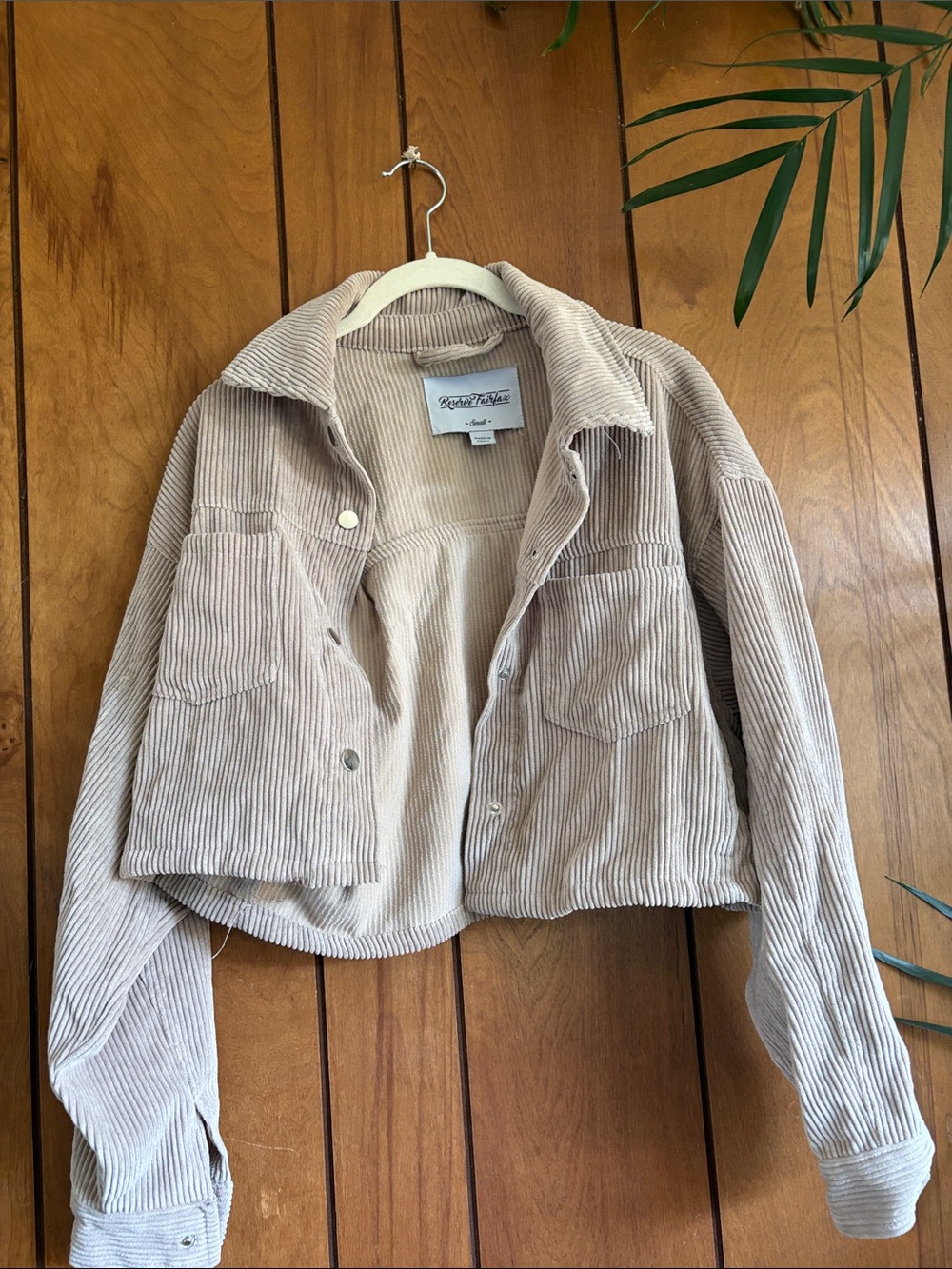 Cropped Corduroy Jacket in Light Beige